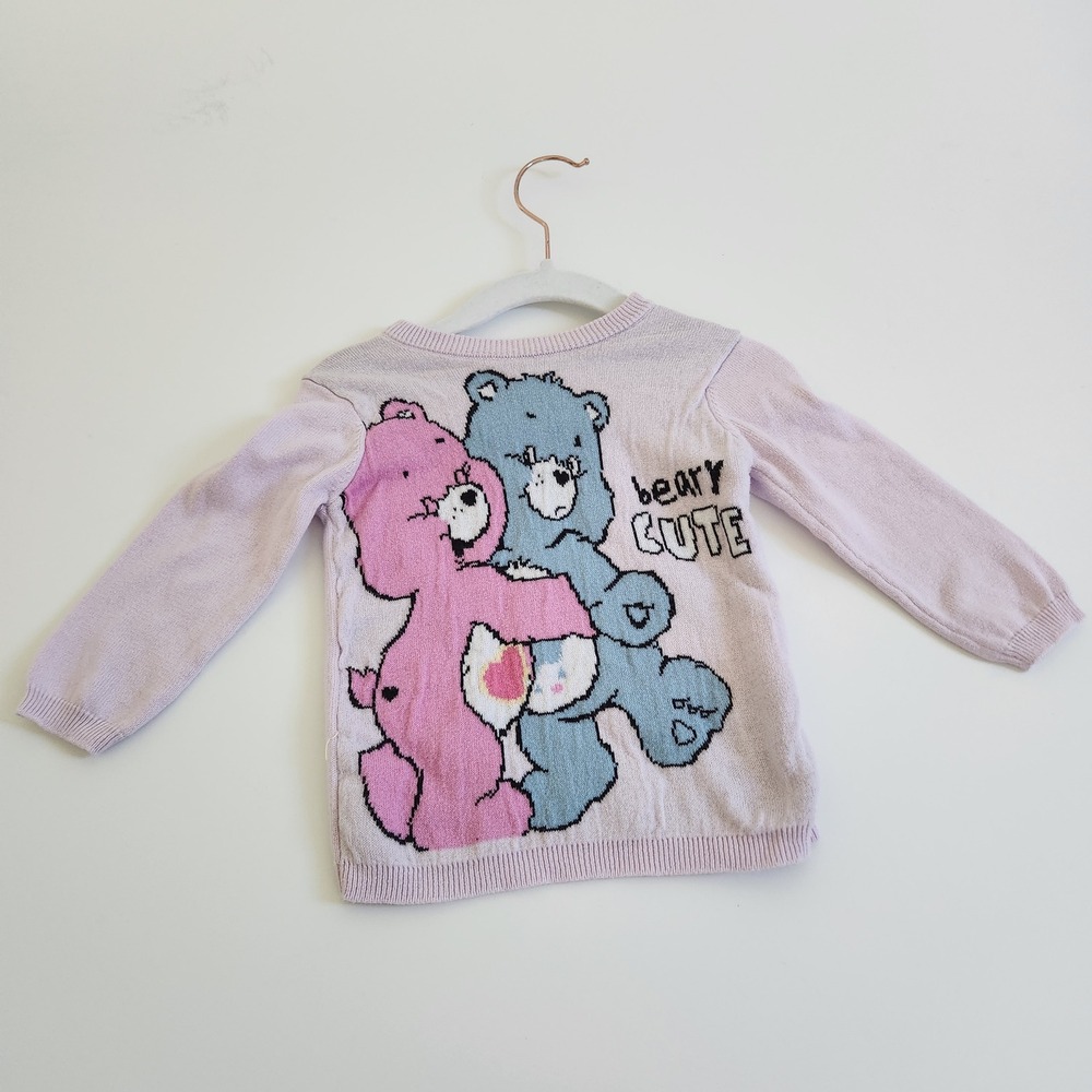 Care Bears‎ Pink Blue Hugging Bears "beary CUTE" Baby Girls Sweater 12M